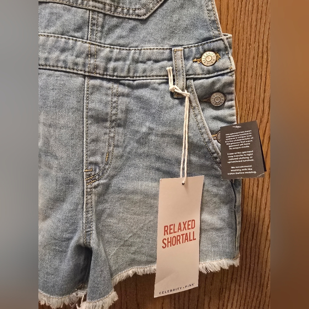NWT Celebrity Pink Denim Short Overalls- Relaxed Shortall Size XXS - Picture 10 of 10